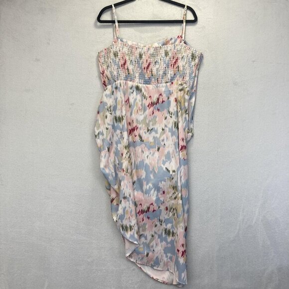 Cider Asymmetrical Ruched Maxi Dress Womens 2X Pastel Abstract Lightweight - Picture 7 of 10